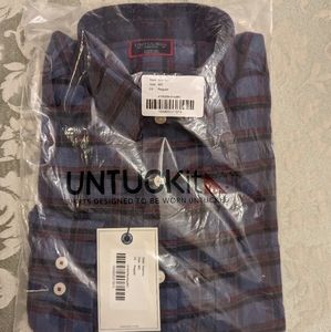 Untuckit Scavino Men's Flannel Regular Fit Medium Blue and Red